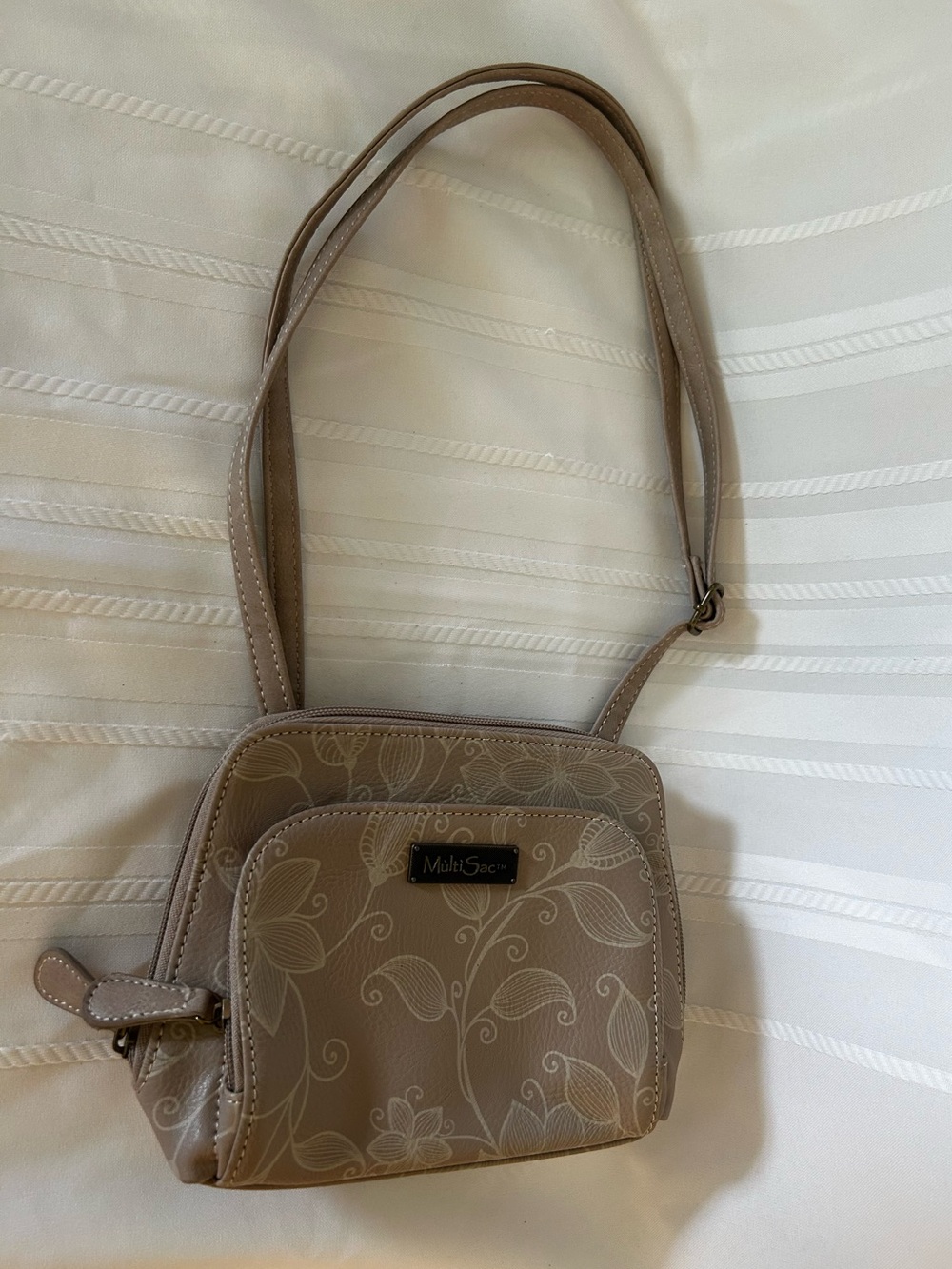 Multi sac Dunamic Mini Crossbody Purse Bag Beige Dusty Pink Botanical Leaf